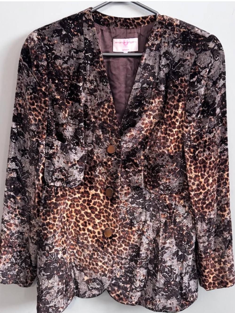 Emanuel Ungaro Leopard-Print Blazer in Brown and Black